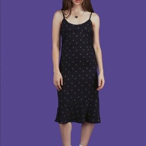 UNIF • Black Floral Print Midi Lindo Dress • Size XS